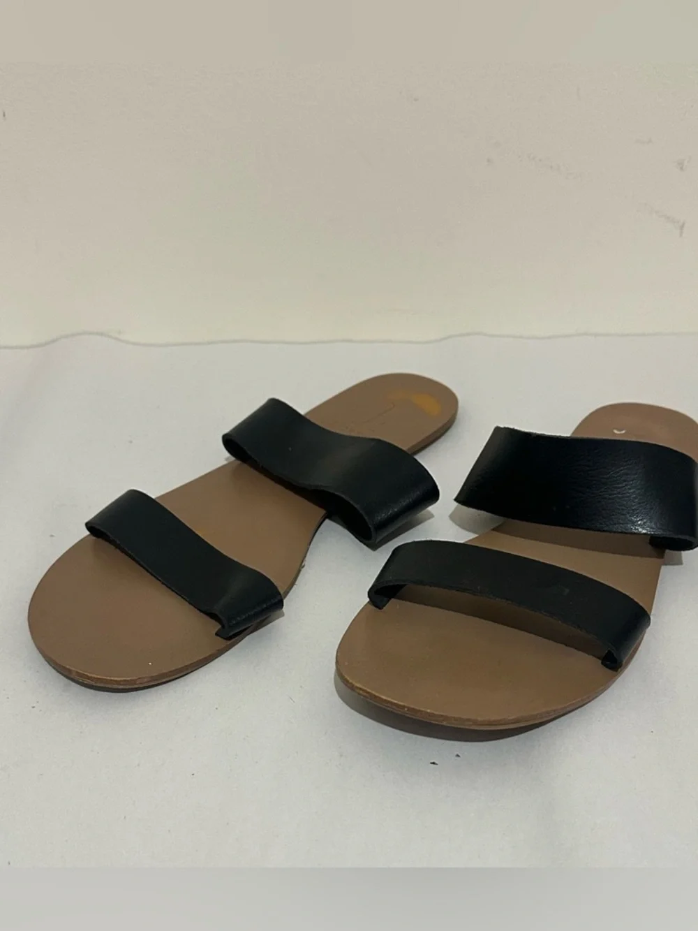 J. Crew Size 8 Black Slip On Two Band Boardwalk Sandals